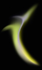 Liquify Holographic Gradient. Abstract Crescent Shape with Blue and Yellow Gradient on Balck Background