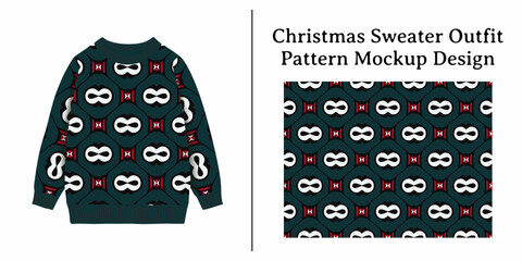 Christmas Sweater Outfit Pattern Mockup Design for Apparel and Textiles.