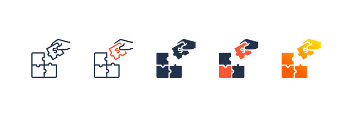 Fototapeta premium Contribution icon set multiple style collection