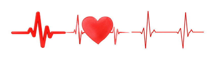 Heartbeat pulse medical lifeline heart rhythm ekg healthcare vital sign cardiology frequency health rate signal 3d on transparent background