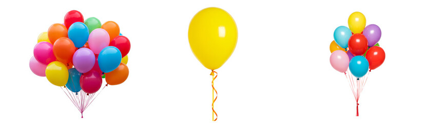 Colorful balloon bunches party decorations celebration ideas helium balloons for birthday party event supplies decor on transparent background