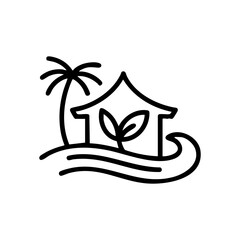 Eco Beach House – Sustainable Travel and Nature Vector Icon