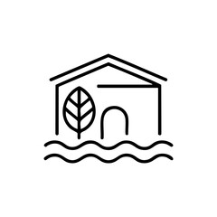 Eco Home by River – Sustainable Living and Nature Vector Icon