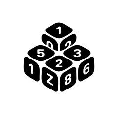 3D Dice Block Numbers – Minimal Game Symbol Vector