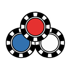 Color Poker Chips – Casino and Gambling Vector Icons