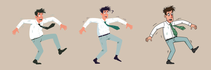 Man in Shirt and Tie Having an Accident or Mishap.