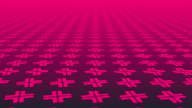 Pink neon cross pattern background with 3D effect, suitable for modern designs and digital art.