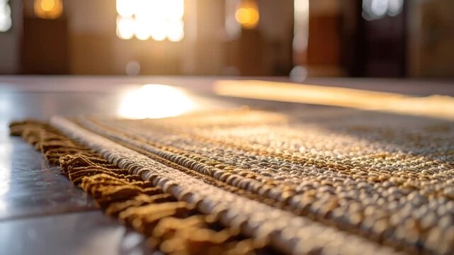 Prayer rug detail inside mosque