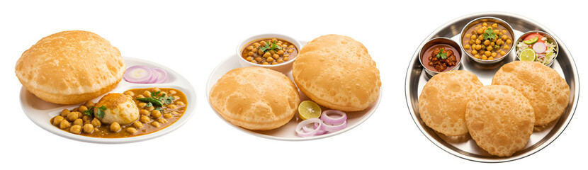 Delicious chole bhature indian food platter, traditional cuisine, spicy meal, tasty lunch, culinary dish on transparent background