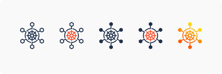 Kubernetes Cluster icon set multiple style collection