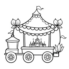 Coloring Page of a Parade Float Adorned with Festive Decorations