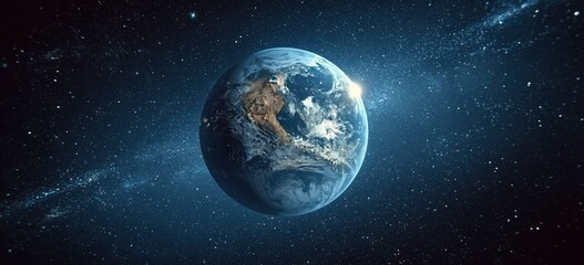 Earth Image Featuring Atmospheric Details and Star-Filled Space, Perfect for Education, Climate Awareness, and Scientific Visualization. Mapping, Global Communication, and Space Exploration Materials