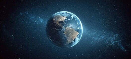 Earth Image Featuring Atmospheric Details and Star-Filled Space, Perfect for Education, Climate Awareness, and Scientific Visualization. Mapping, Global Communication, and Space Exploration Materials