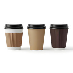 Disposable Coffee Cup Mockup Set - White, Kraft, and Dark Paper Cups