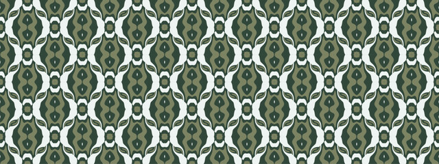 A repeating pattern of oval shapes in a geometric arrangement with shades of green and white creating a unique visual texture for backgrounds.