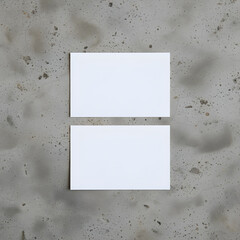 Two Blank Horizontal Business Cards Mockup on Grunge Concrete or Cement Background