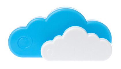 Obraz premium Two stylized clouds, blue and white