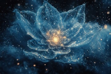 Naklejka premium Blue flower on black background.