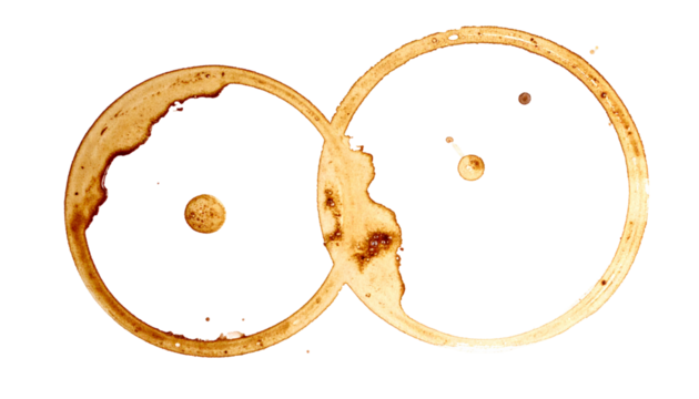 Two connected circular stain, black field - Powered by Adobe