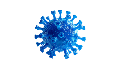 Blue virus particle on black background