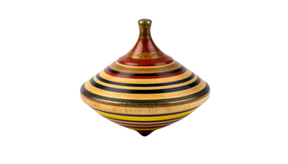 Colorful striped wooden spinning top