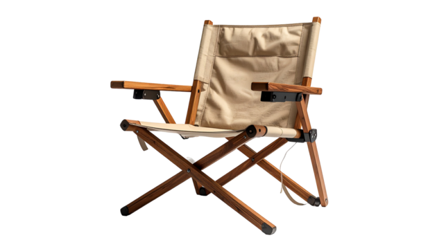 Folding chair, wood frame, canvas seat