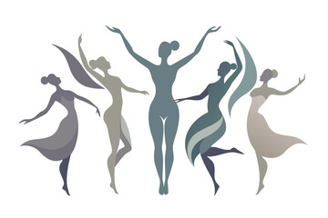 Ballet dancers in silhouette jumping and dancing gracefully