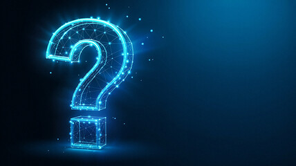 Digital Question Mark Wireframe Network Technology Concept