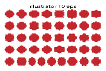 Vector set of red vintage frames and labels. Collection of classic decorative badge shapes isolated on white.