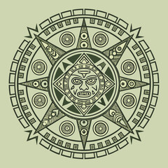 A symmetrical Mandala styled after an ancient Mayan calendar