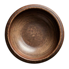 Empty bowl of stone top view isolated on transparent background.