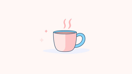 Modern Pastel Coffee Cup Illustration, Lifestyle Design, Digital Art, Minimalist Aesthetic