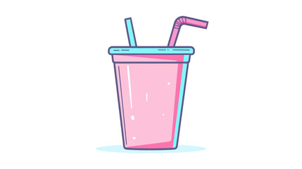 Refreshing Pink and Blue Drink Icon Illustration on White Background