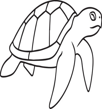Turtle Line Icon &ndash; Minimal Outline Marine Vector