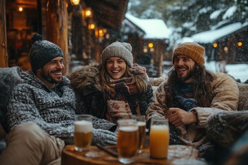 friends playing in the snow.