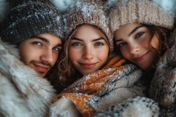 young women in winter clothes.