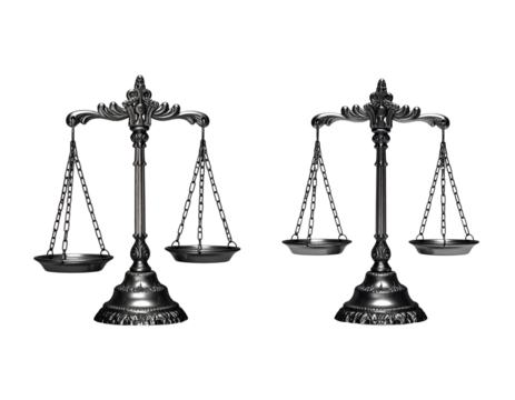 Two variations of law and justice scales isolated on transparent background - Powered by Adobe