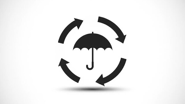Circular Arrows Around Umbrella Symbolizing Protection and Security.