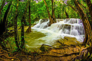 Huay Mae Khamin waterfall in Kanchanaburi province, Thailand.