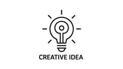 Bright idea symbol with radiating light and text for innovation and inspiration