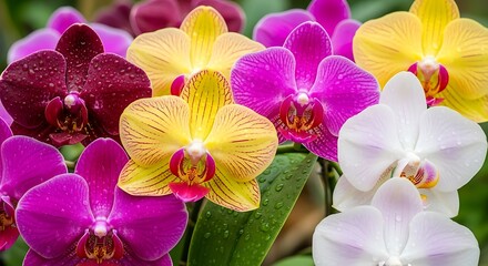 Colorful Orchid Blooms - A Vibrant Display of Natures Beauty.