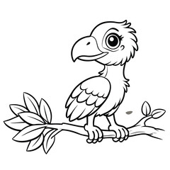 Microraptor on a Branch: Intricate Coloring Page for Creative Expression