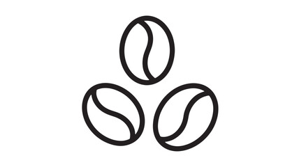Obraz premium Three simple line art coffee beans arranged in a triangle against a white background