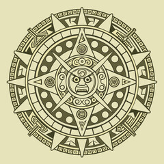 Mayan calendar, deep relief carvings on weathered stone