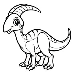 Printable Coloring Page of a Parasaurolophus Dinosaur Calling for Its Friends
