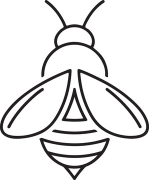 Bee Line Icon &ndash; Minimal Outline Insect Vector