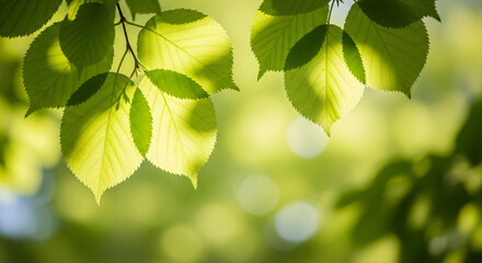 Fresh Green Leaves in Sunlight &ndash; Nature, Growth and Sustainability Concept