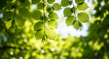 Obraz premium Fresh Green Leaves in Sunlight – Nature, Growth and Sustainability Concept