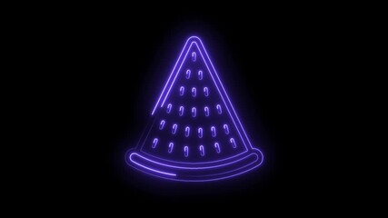 Vibrant neon watermelon slice glowing on black background modern fruit illustration - Powered by Adobe