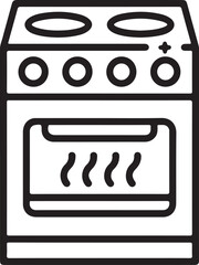 Simple line art icon of a modern electric stove with oven